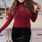 Keigan Mesh Top- Maroon Glitter