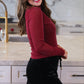 Keigan Mesh Top- Maroon Glitter