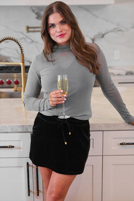 Keigan Mesh Top- Silver Glitter