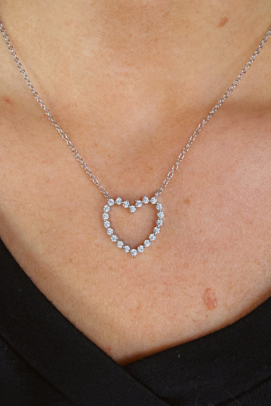 Jessica Signature Heart Pendant Necklace- Silver