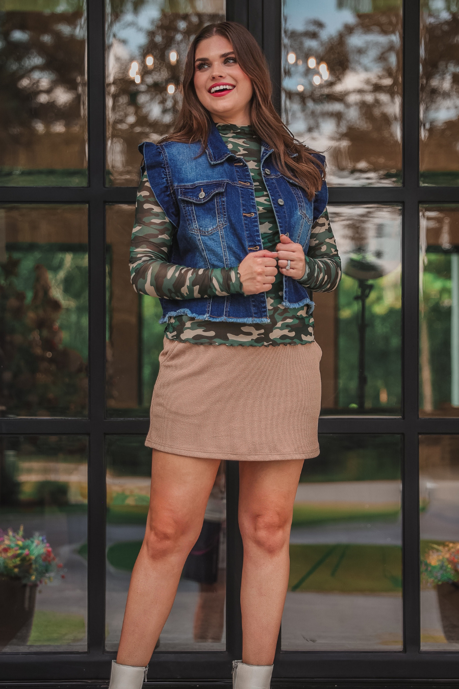 Keigan Mesh Top- Green Camo