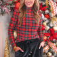PREORDER- Keigan Mesh Top- Red Christmas Plaid