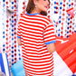 Living In Stripes Dress, Red/Blue