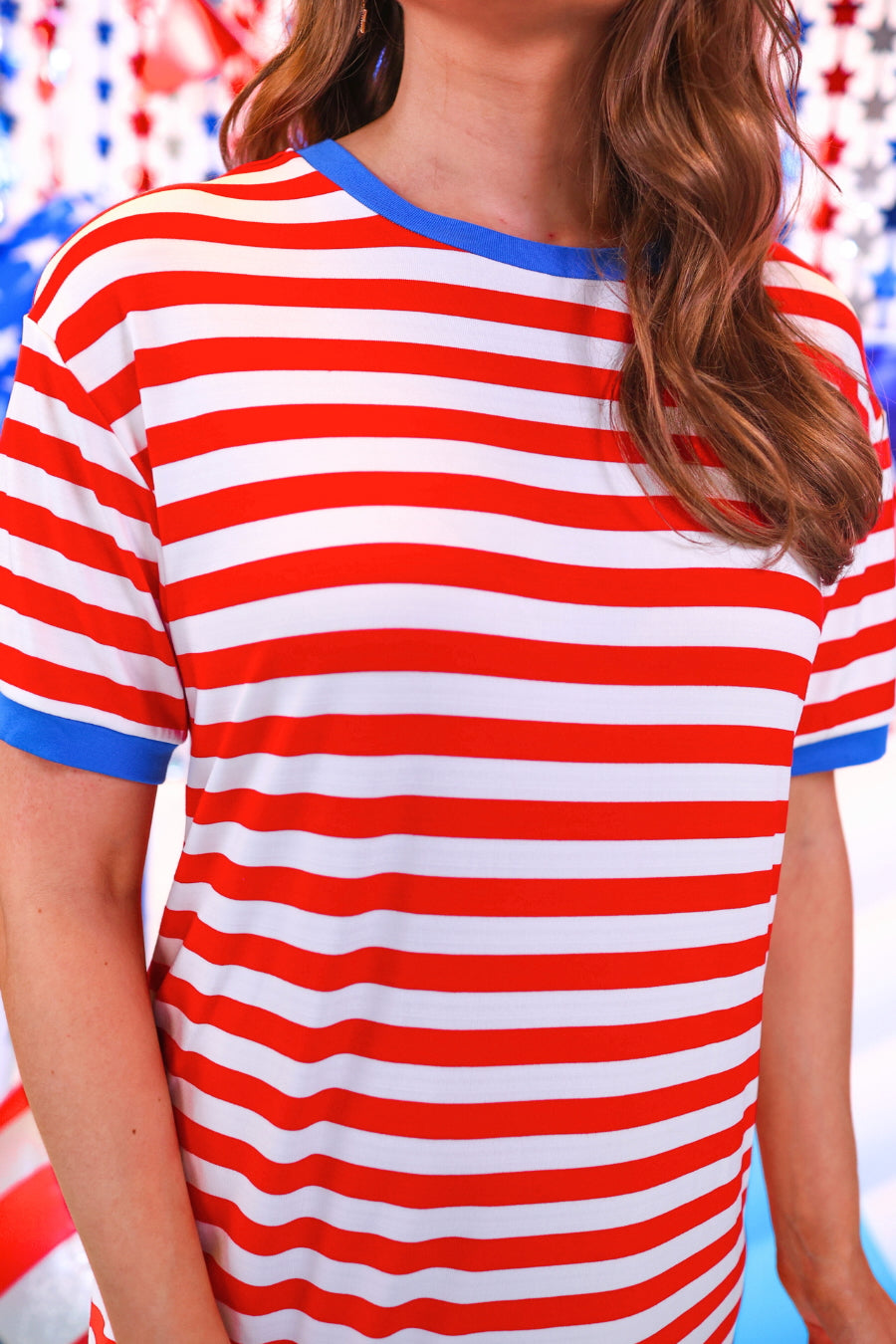 Living In Stripes Dress, Red/Blue