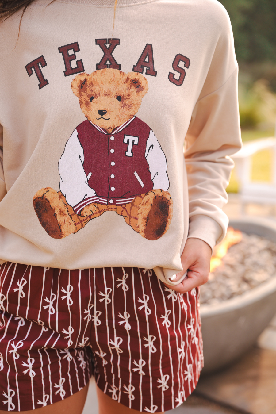 Benny The Bear Texas Pullover- Maroon