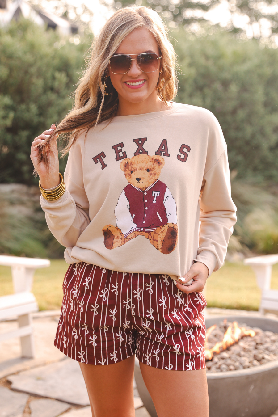 Benny The Bear Texas Pullover- Maroon