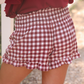 Sunny Strolls High Waisted Shorts- Maroon Gingham