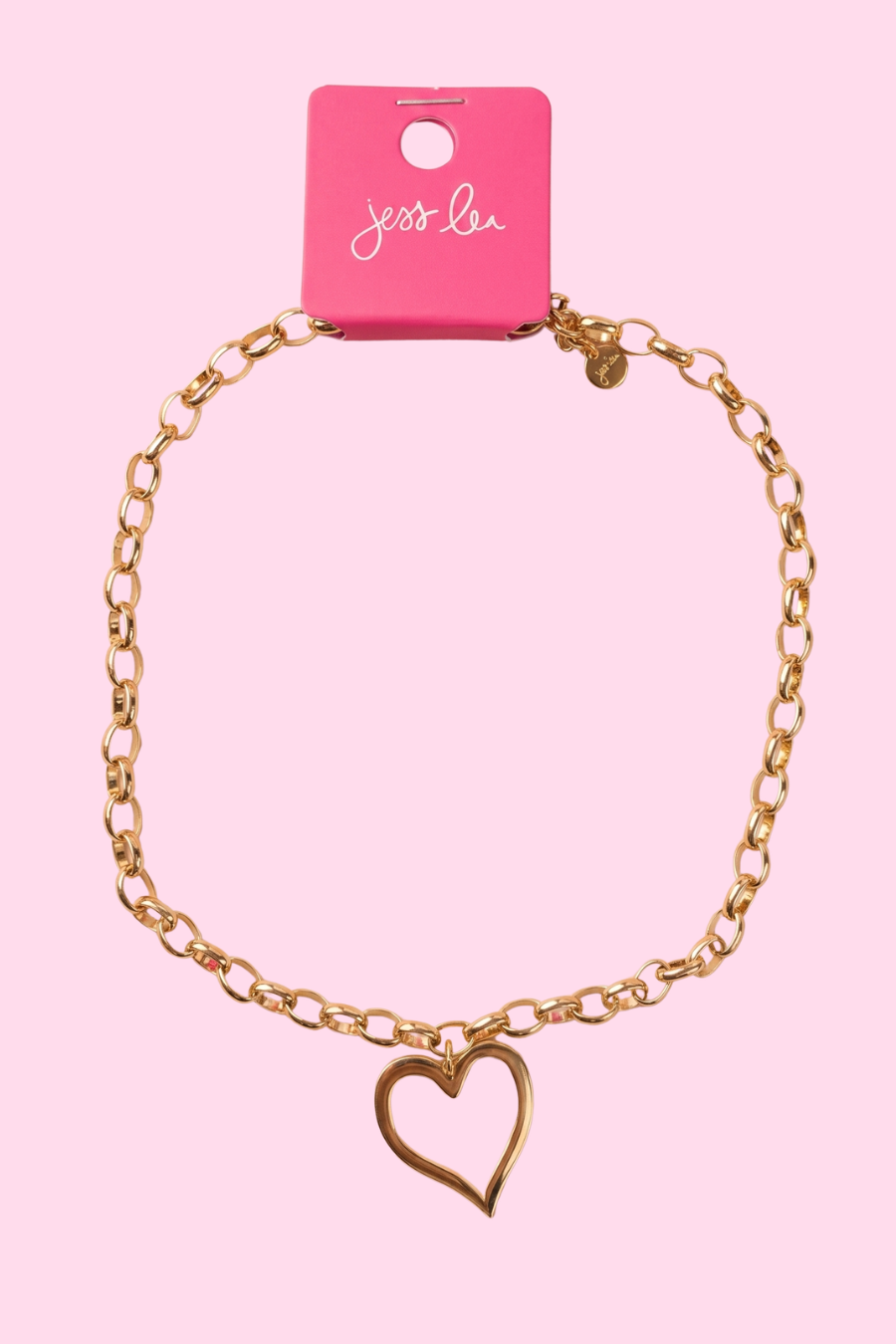 Open Heart Chain Necklace- Gold