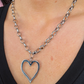 Open Heart Chain Necklace- Silver