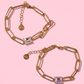Paperclip Chain Bracelet- Gold/Pink