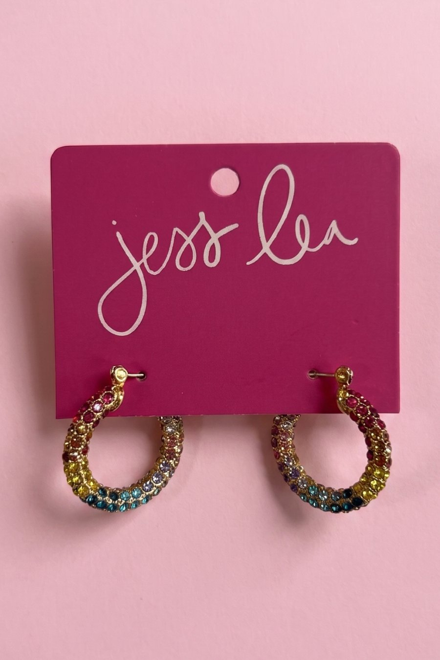 Pavé Hoop Earrings- Rainbow