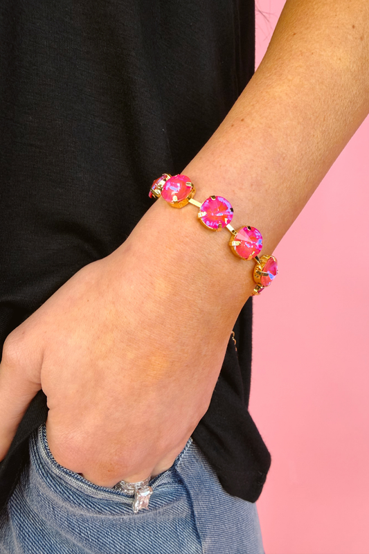 Pink Paradise Round Crystal Bracelet