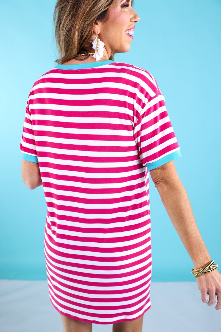 Living In Stripes Dress, Pink/Teal