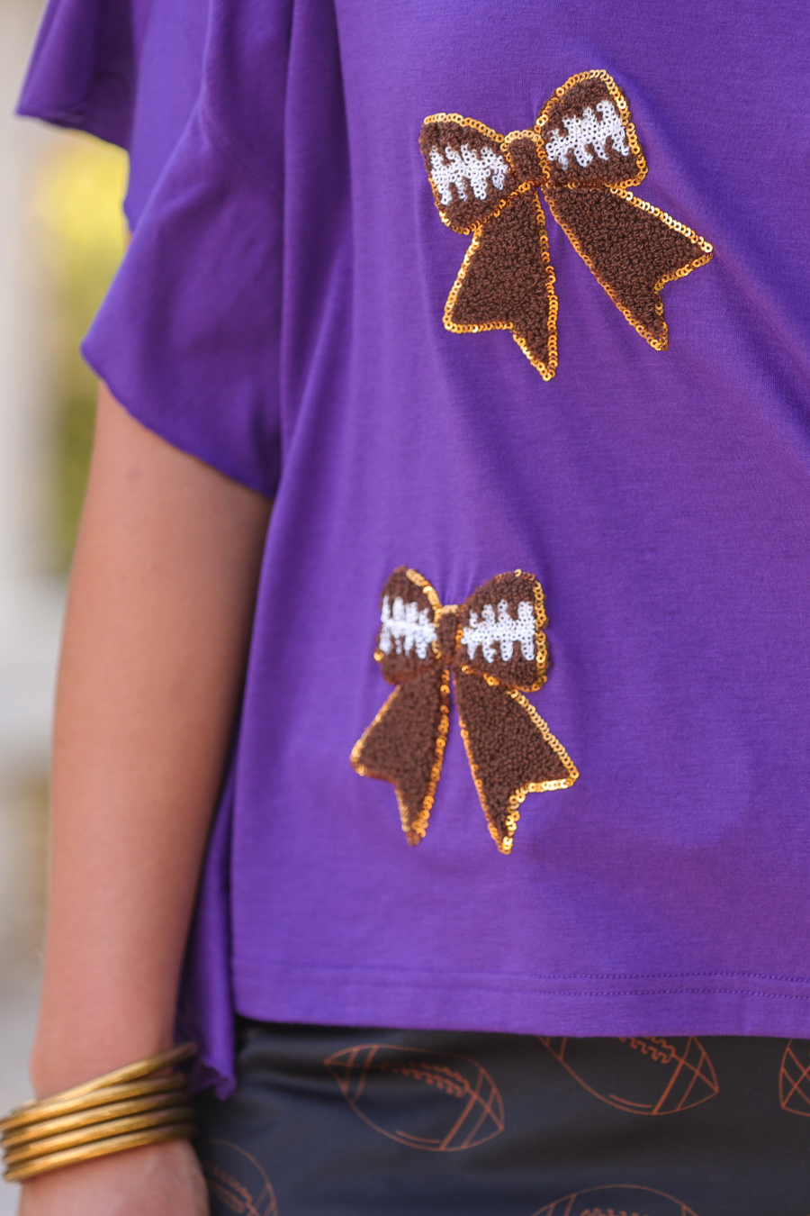 Sideline Sparkle Ruffle Top- Purple