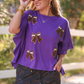 Sideline Sparkle Ruffle Top- Purple