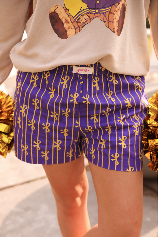 Bows And Goals Boxer Shorts- Purple/Yellow