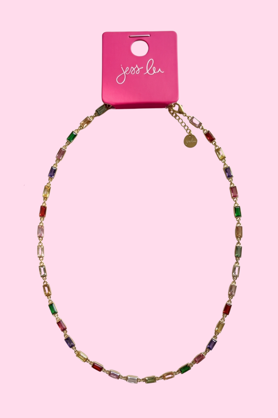 Rainbow Baguette Necklace
