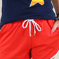 Red And White Drawstring Everyday Shorts