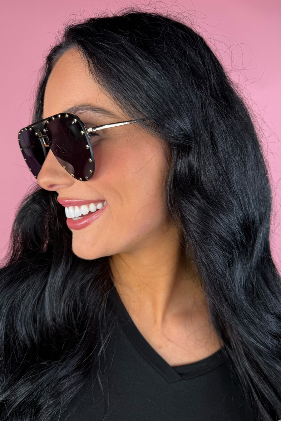 Showstopper Studded Aviator Sunglasses