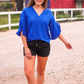 Amy Ruffle Sleeve Top, Royal Blue