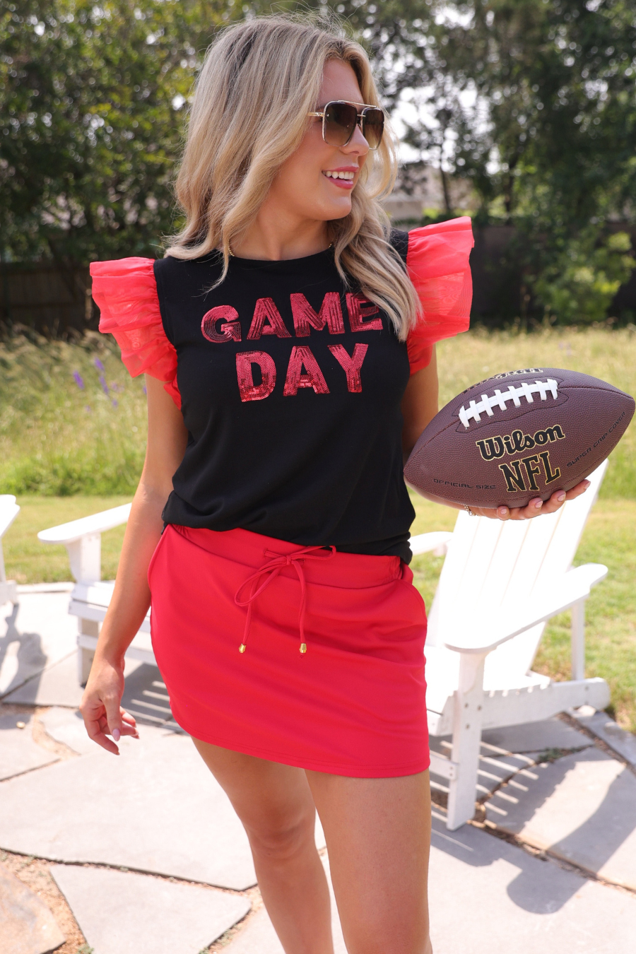It's Game Day Sequin Patch Top