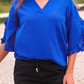 Amy Ruffle Sleeve Top, Royal Blue