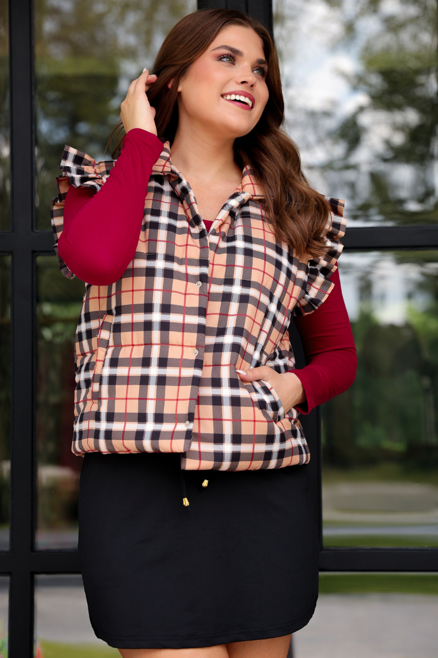 Nora Plaid Puffer Vest