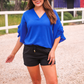 Amy Ruffle Sleeve Top, Royal Blue