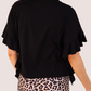 Sideline Sparkle Ruffle Top- Black