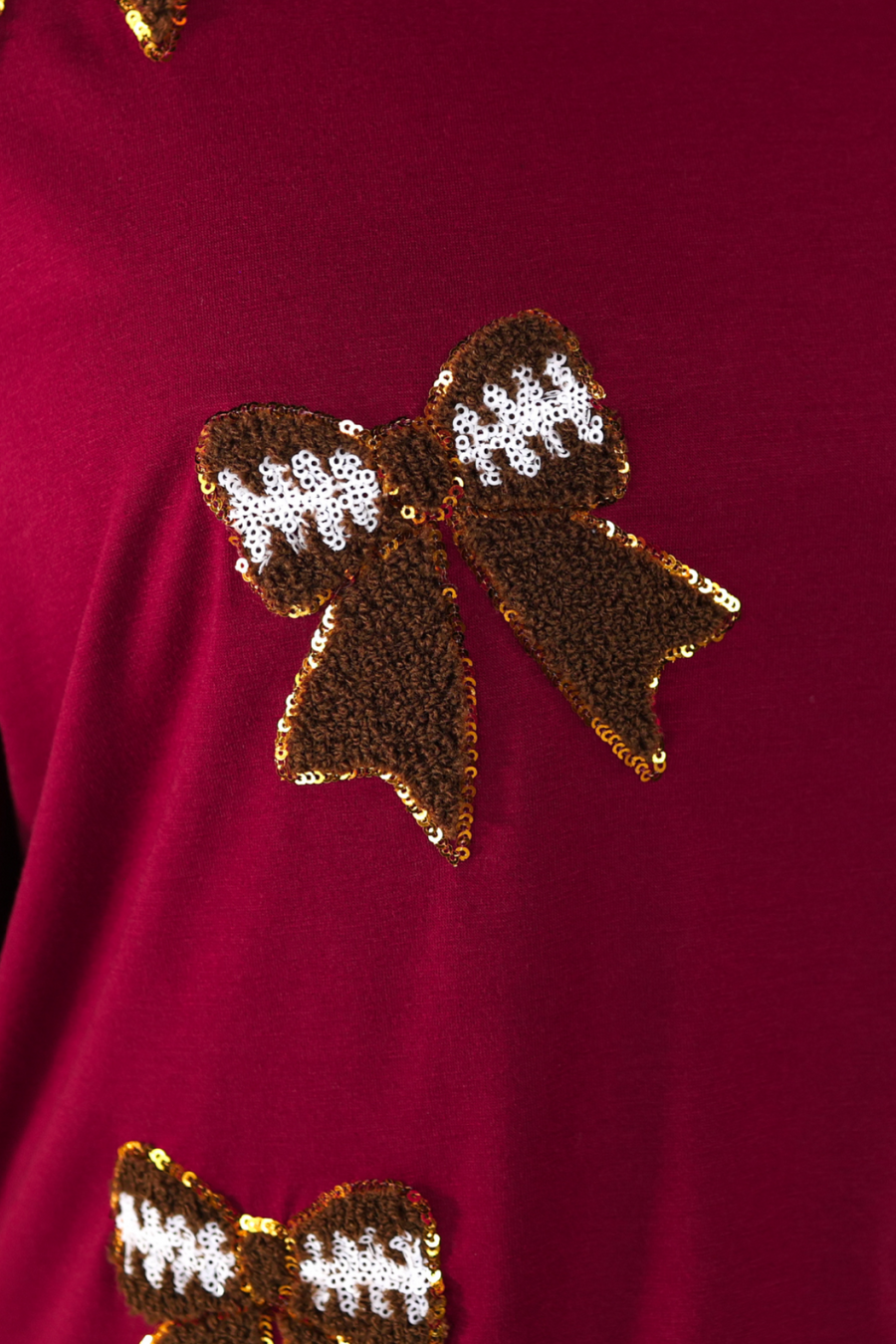 Sideline Sparkle Ruffle Top- Maroon
