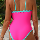 Somewhere In 30A Scalloped Swimsuit, Pink
