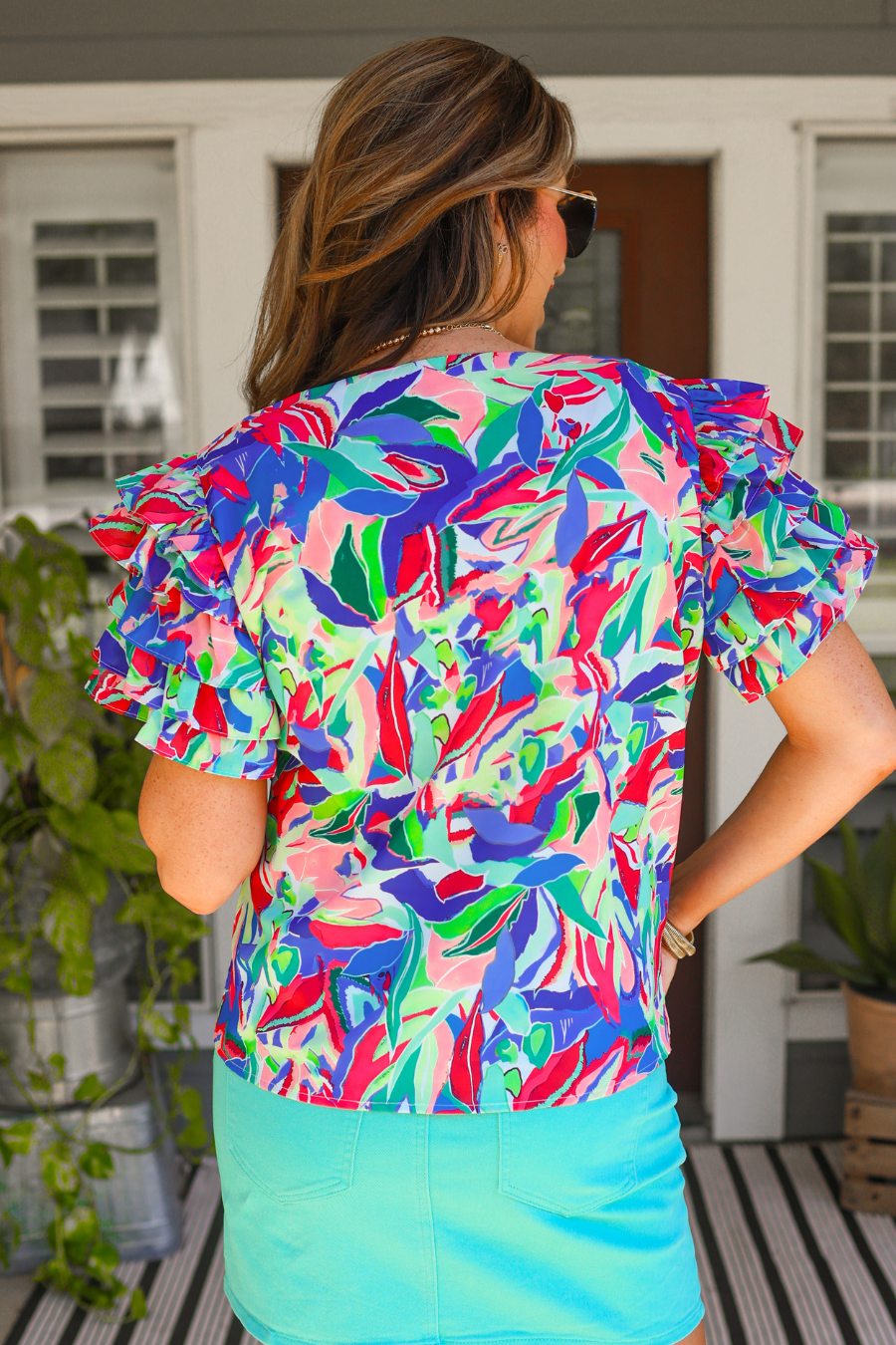 Talk Of The Tropics Ruffle Top