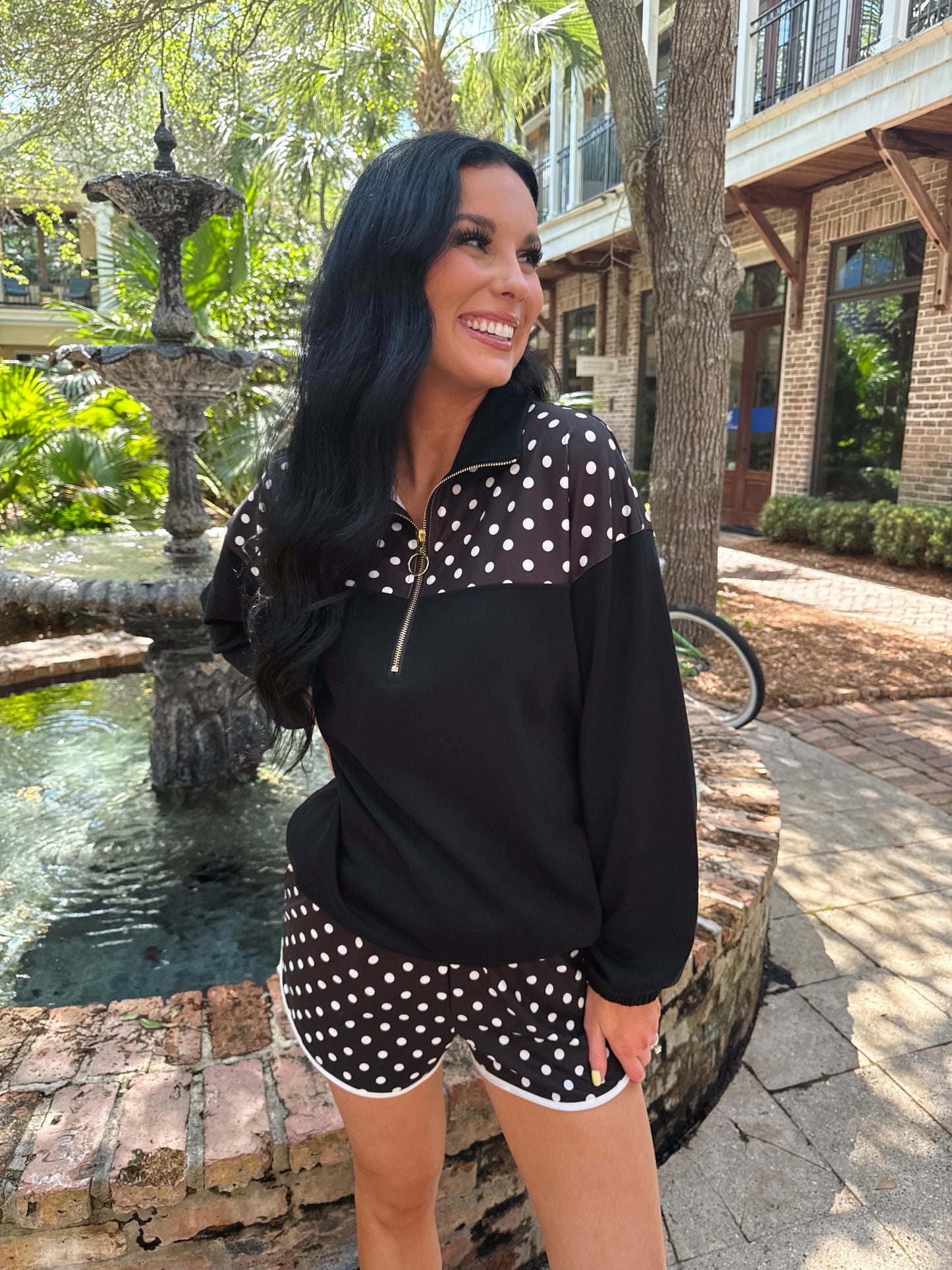 Mia Printed Pullover- After Dark Polka Dot