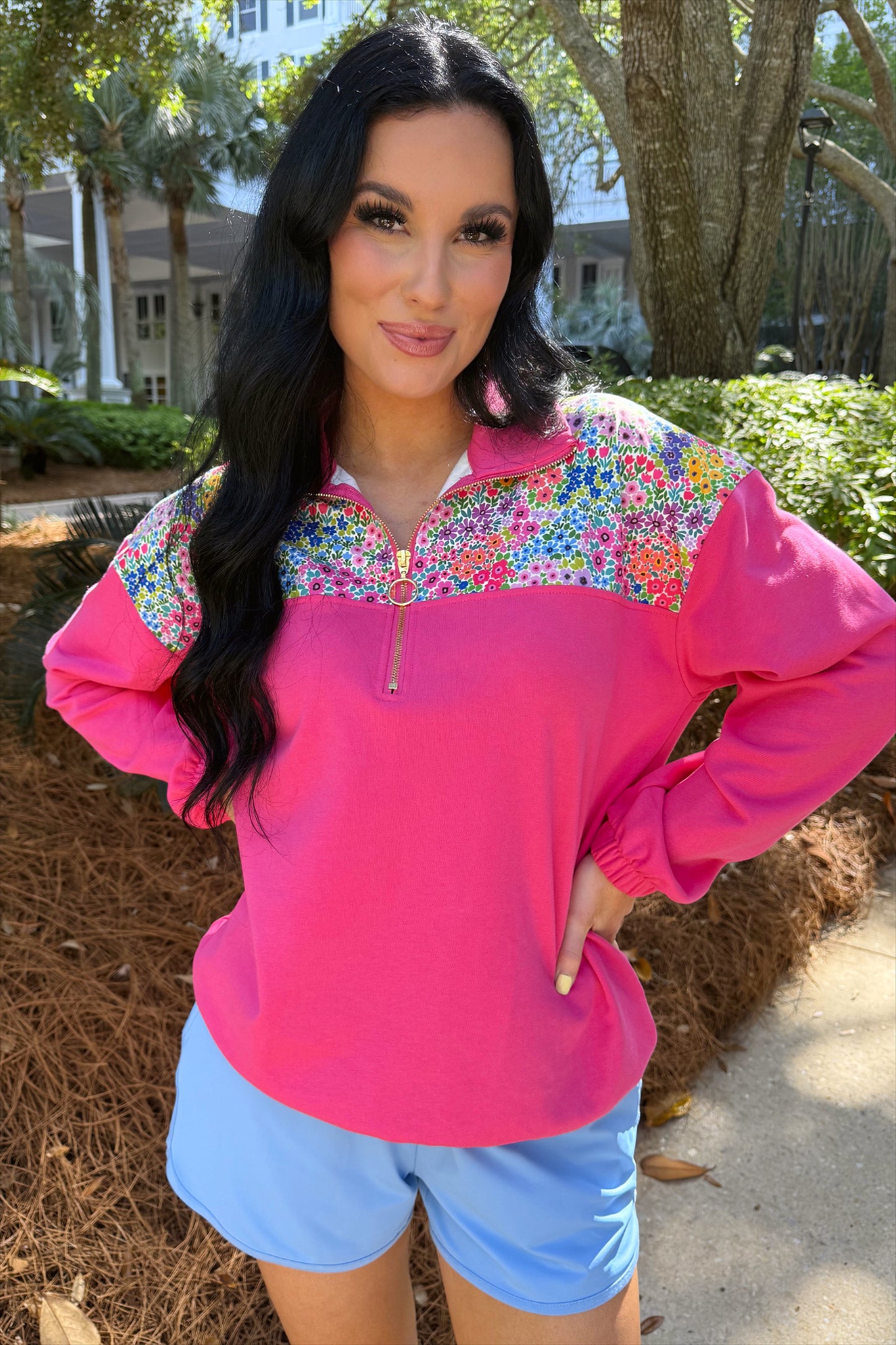 Mia Printed Pullover- Falling for Florals