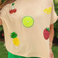 Tropical Fruit Sequin Patch Top
