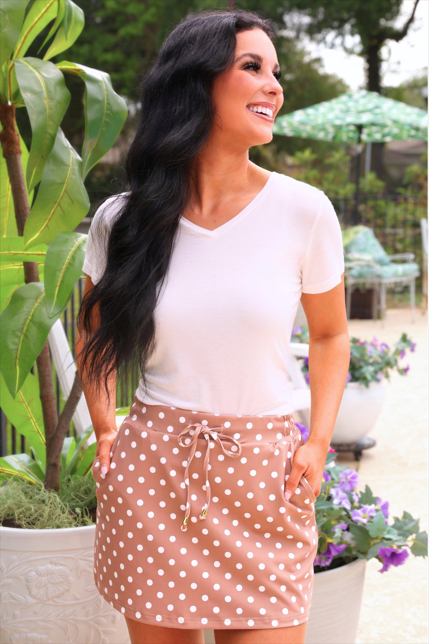 Mocha Mousse Polka Dot Skort