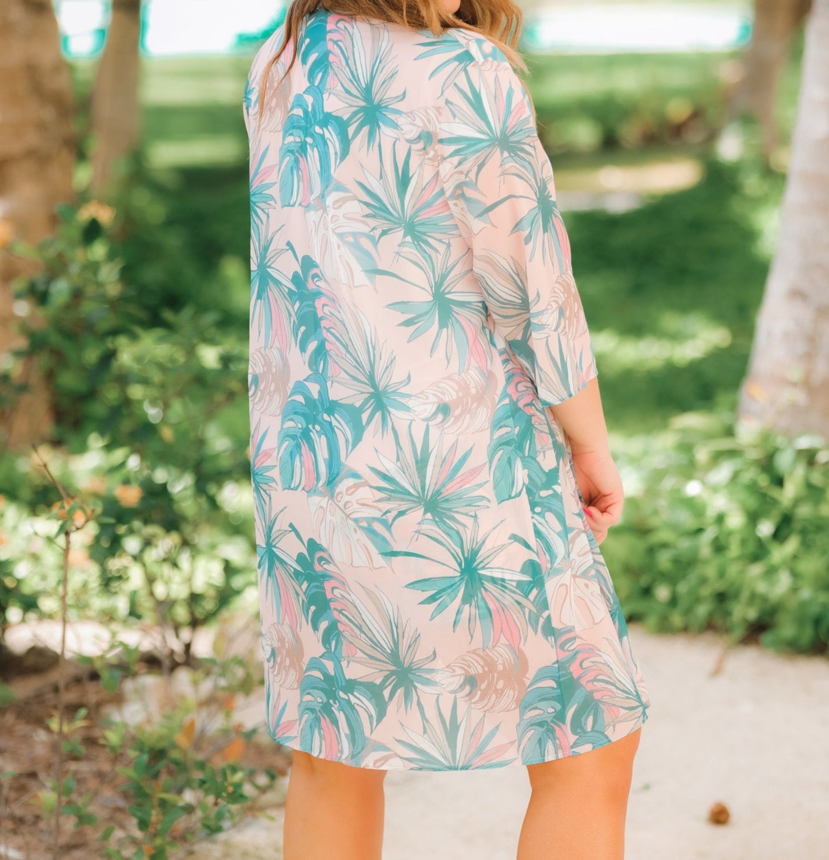 Hot Tropic Blush Palm Kimono - Jess Lea Wholesale