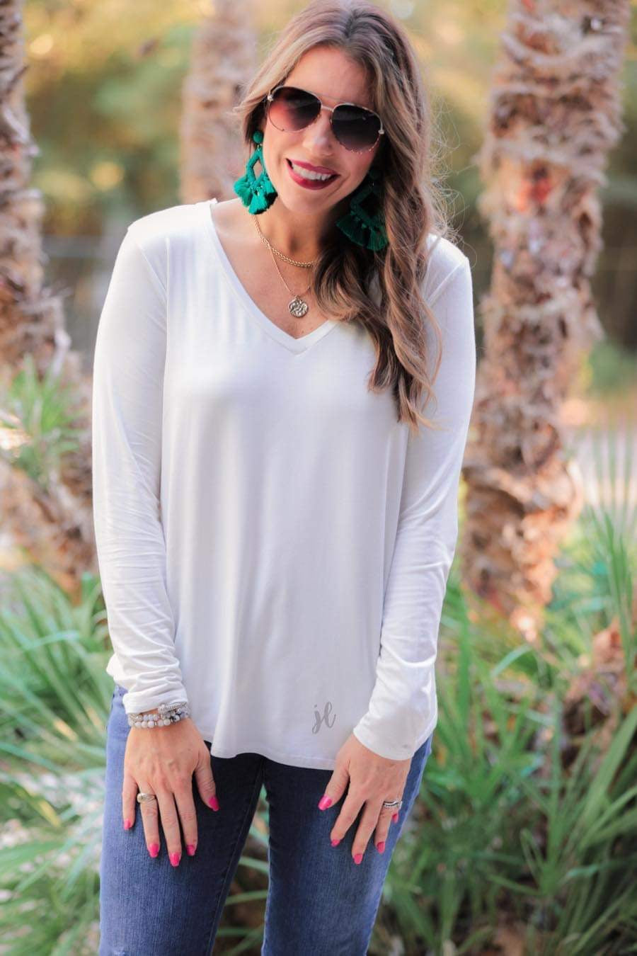 Jess Lea Basic Long Sleeve V-Neck Tee - Jess Lea Wholesale