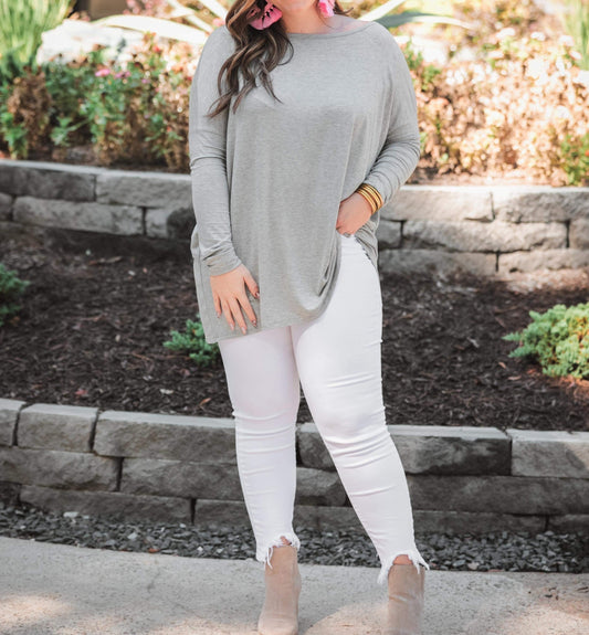 Basic Solid Long Sleeve Tunic - Jess Lea Wholesale