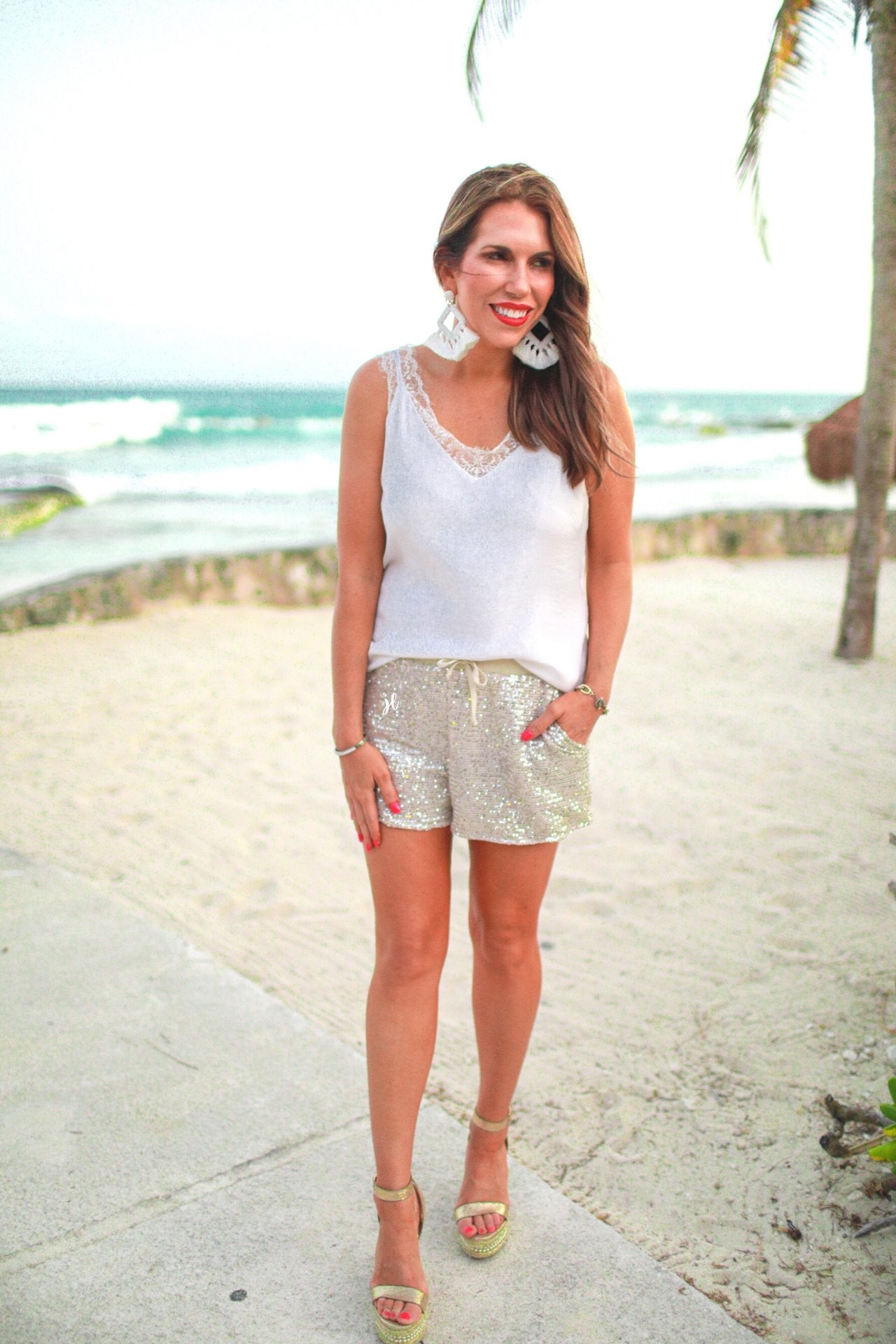 VIP Status Sequin Drawstring Shorts - Jess Lea Wholesale