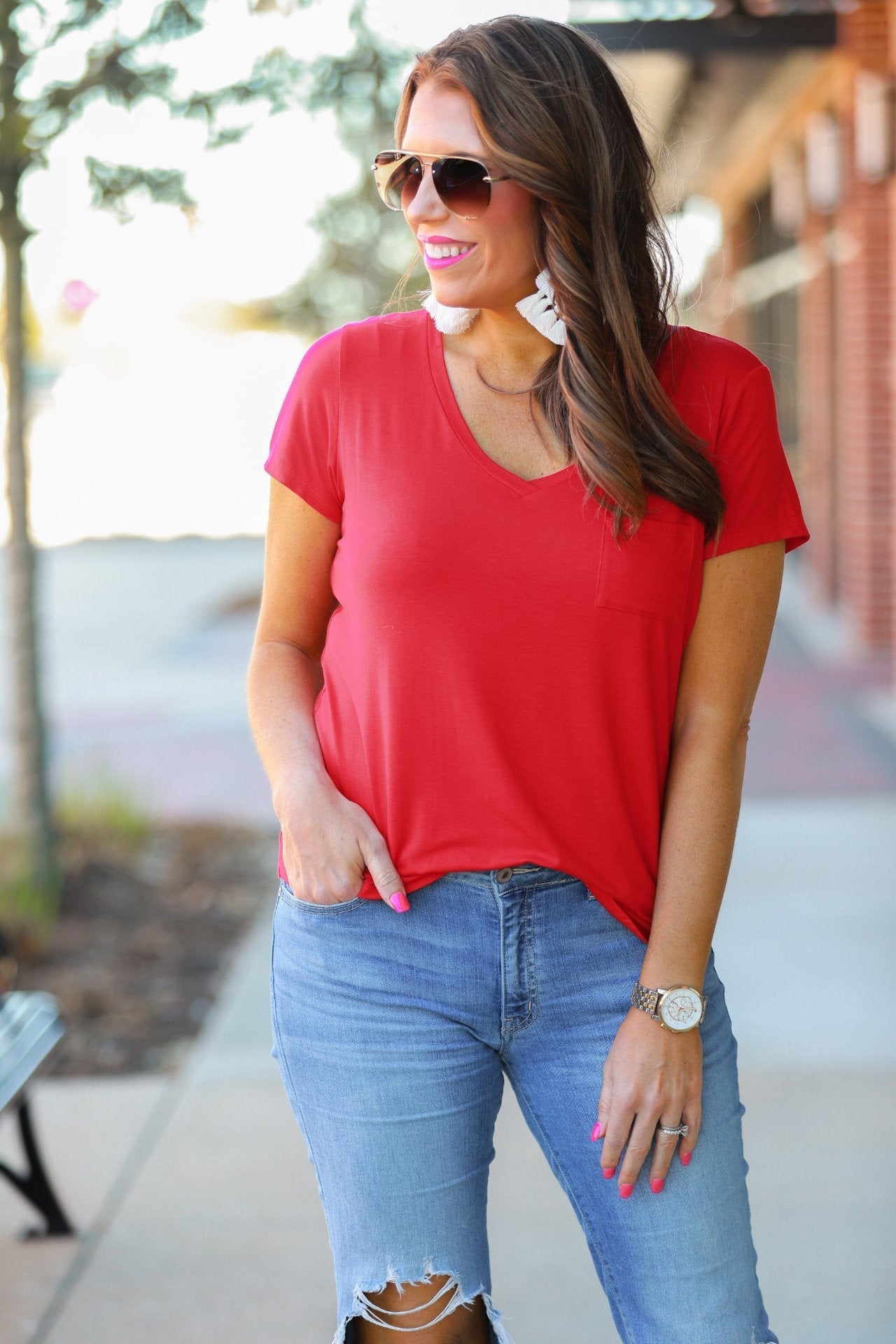 Jess Lea Basic Pocket Tee - Jess Lea Wholesale