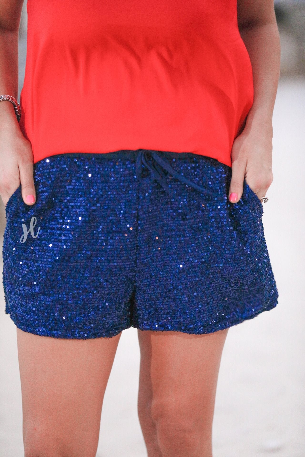 VIP Status Sequin Drawstring Shorts - Jess Lea Wholesale