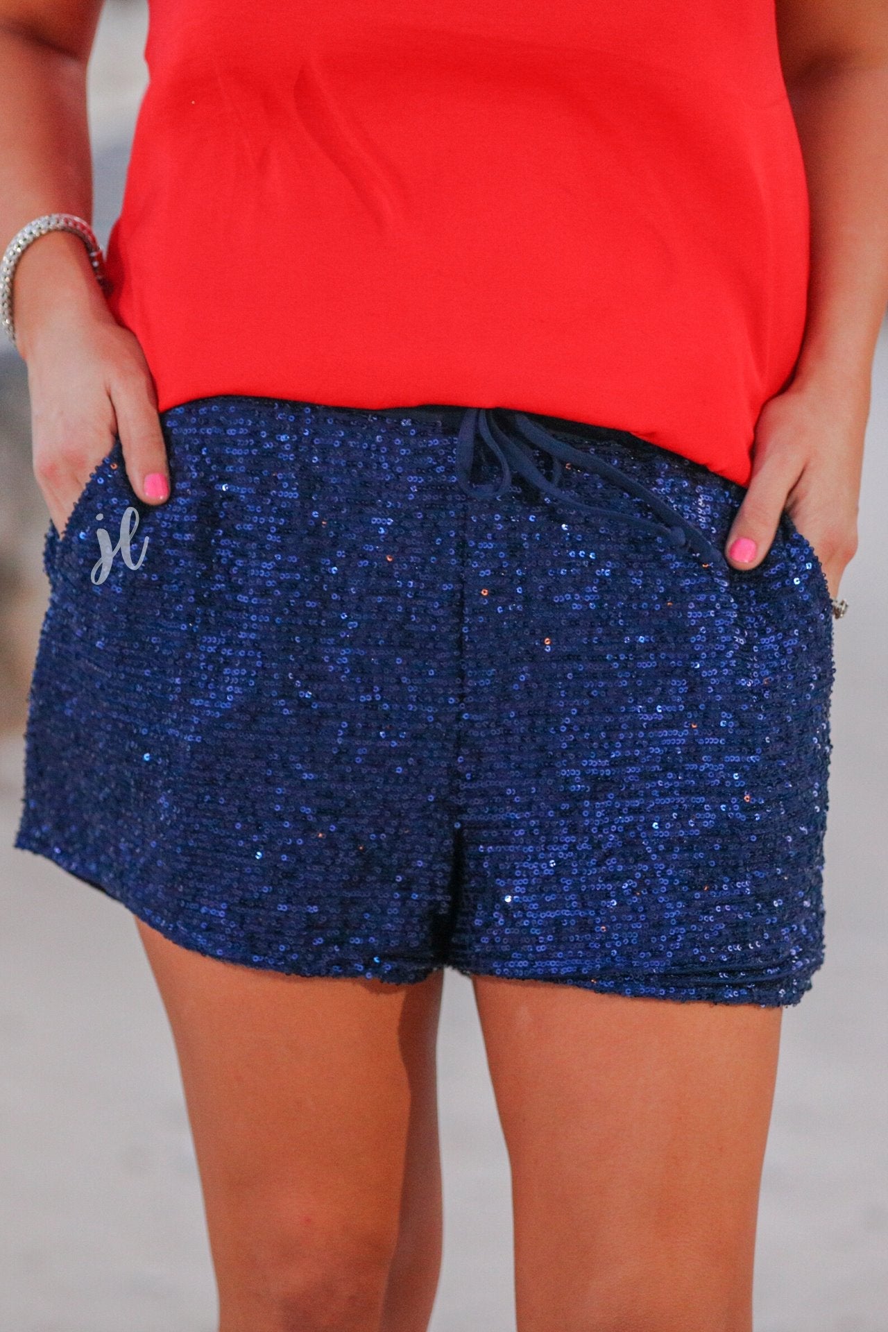 VIP Status Sequin Drawstring Shorts - Jess Lea Wholesale