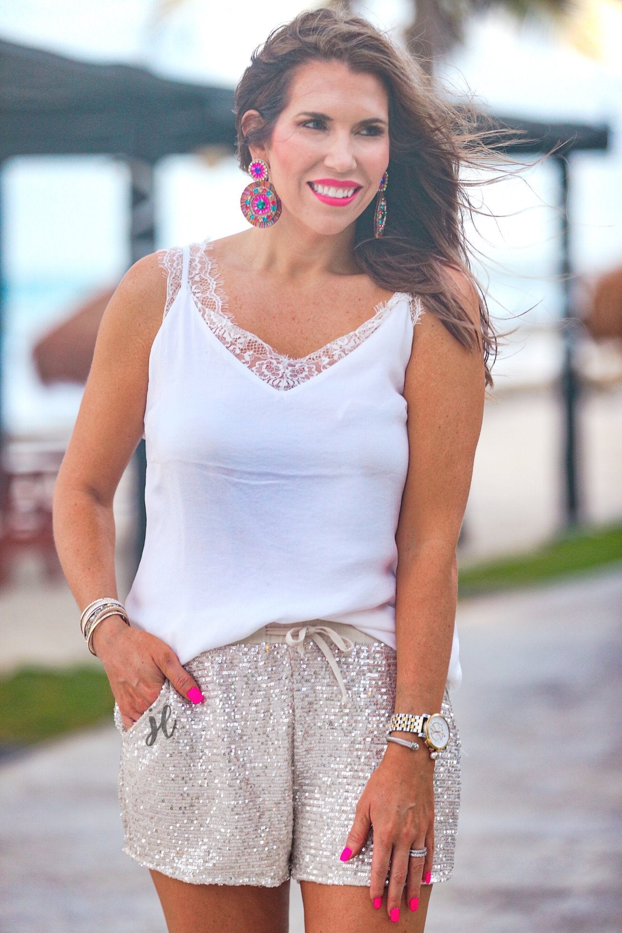 VIP Status Sequin Drawstring Shorts - Jess Lea Wholesale