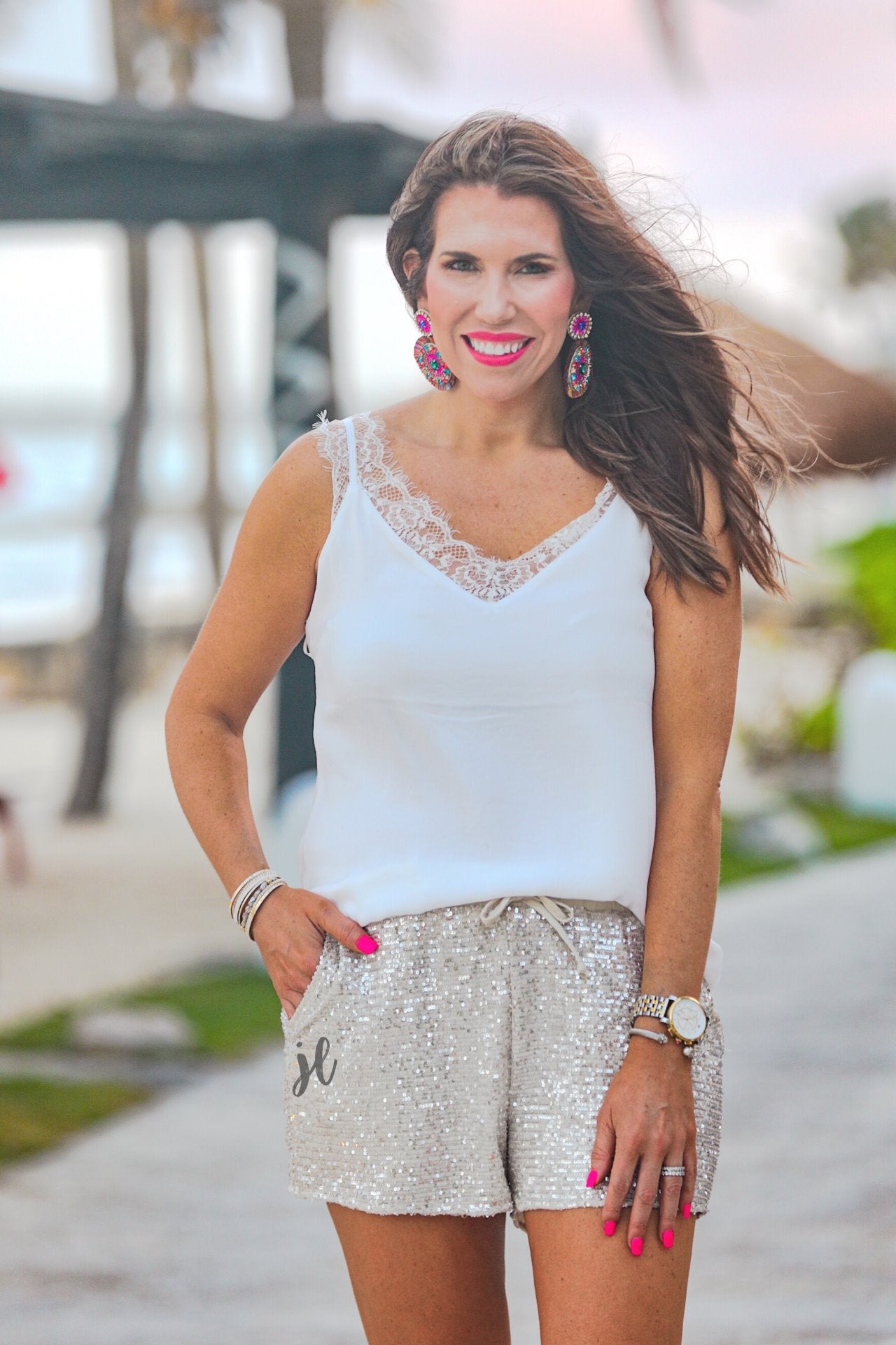 VIP Status Sequin Drawstring Shorts - Jess Lea Wholesale