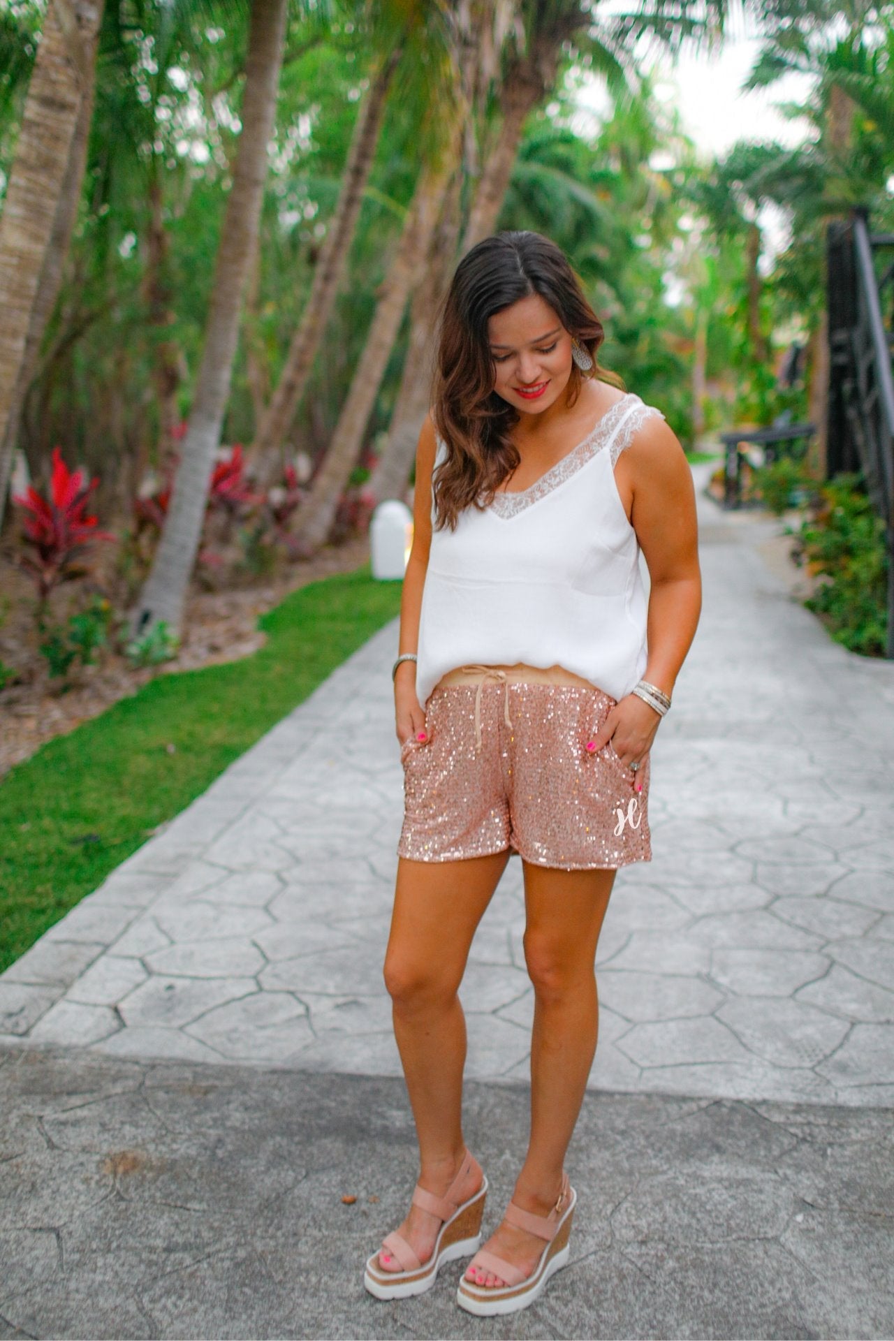 VIP Status Sequin Drawstring Shorts - Jess Lea Wholesale